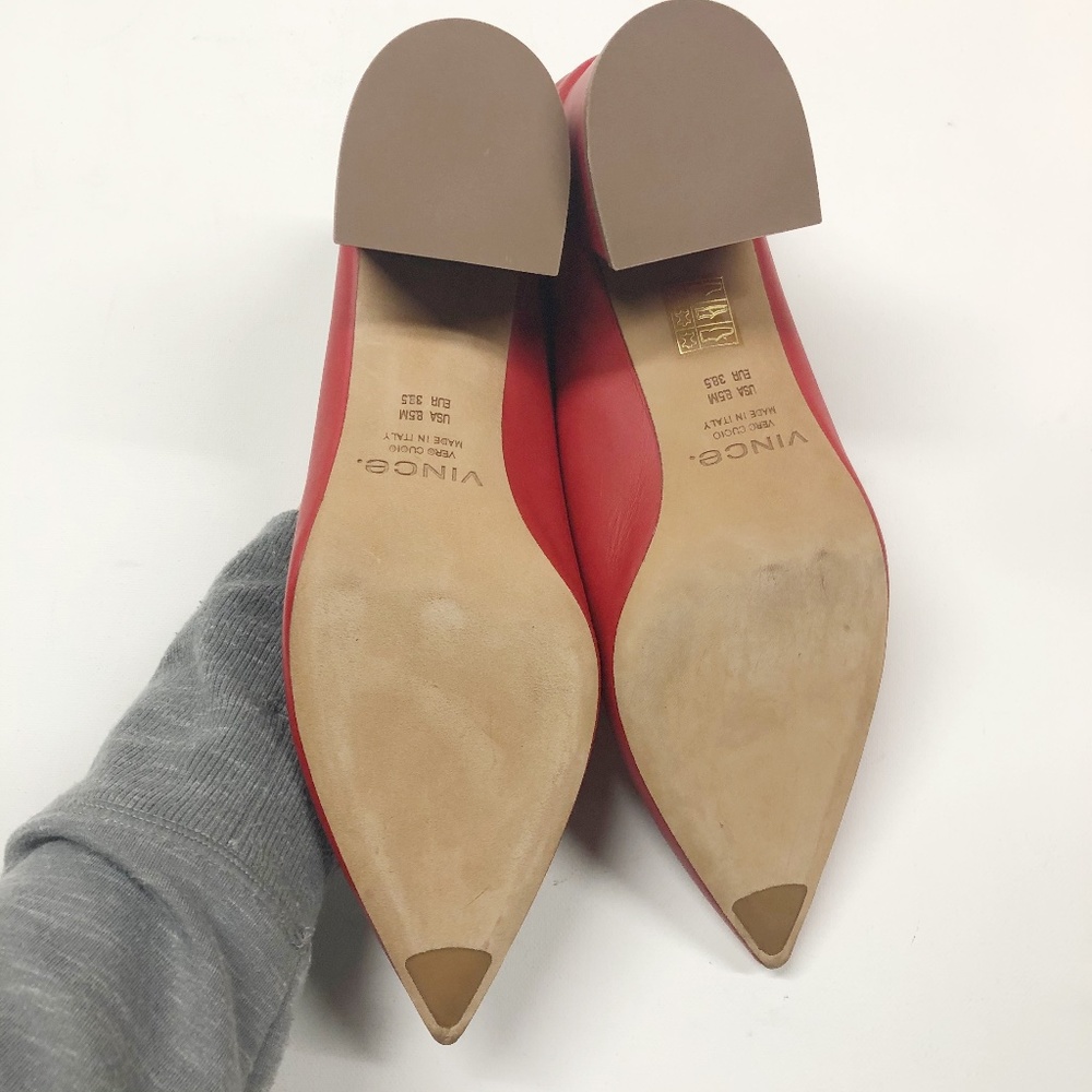 VINCE Ralston Red Pointed Toe Leather Mules - Picture 7 of 8